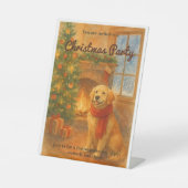 Signe De Table Invitation de fête de Noël ・ Scène de chien confor (Recto)