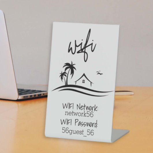 Signe De Table Invité Visiteur WIFI information STR Rental Beach