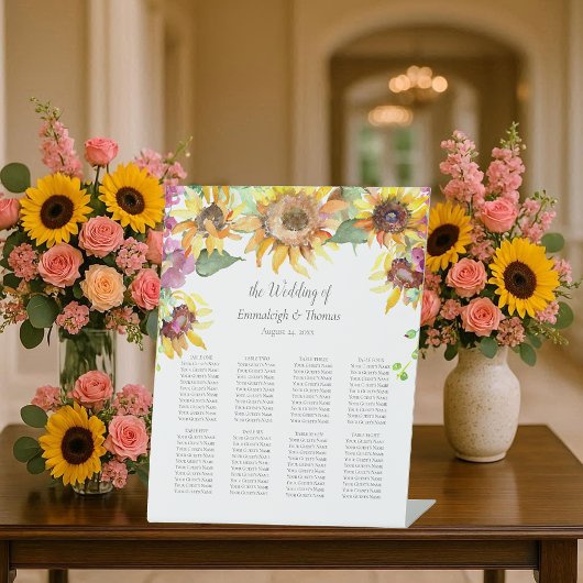 Signe De Table Invités Sièges Graphique Fleur de tournesol Flore