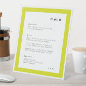 Signe De Table Island Citrus yellow wedding menu Pedestal Sign (In SItu)