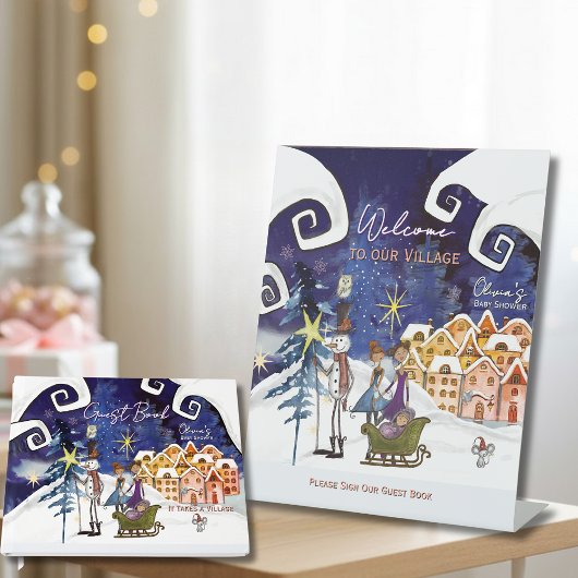 Signe De Table It Takes a Village Winter Welcome & Guest book