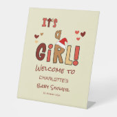 Signe De Table It's a Girl! Christmas Baby Shower Welcome (Recto)