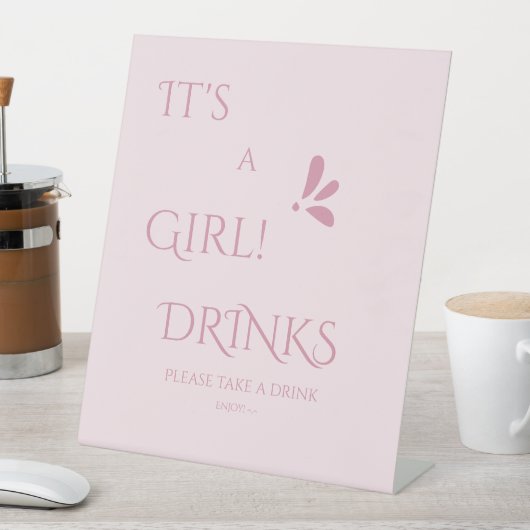 Signe De Table It's A Girl! Minimalism Pastel Pink Drinks (In SItu)