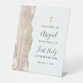 Signe De Table Ivory Agate Gold Première Communion Sainte Bienven (Recto)