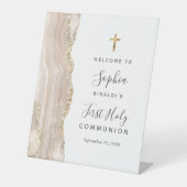 Signe De Table Ivory Agate Gold Première Communion Sainte Bienven (Recto)