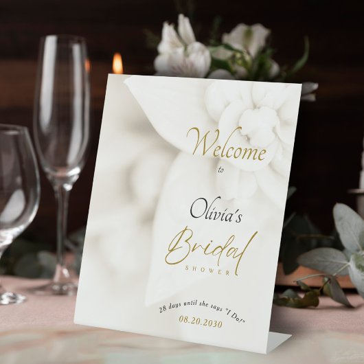 Signe De Table Ivory Bloom & Gold Script Bridal Shower Welcome