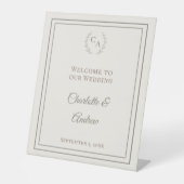 Signe De Table Ivory taupe monogrammed elegant wedding welcome  (Recto)