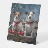 Signe De Table Jack Russell Snowy Sleigh Décor de Noël (Recto)