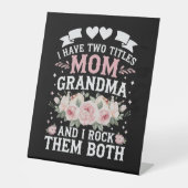 Signe De Table J'Ai Deux Titres Maman Et Grand-Mère Mignonne Fête (Recto)