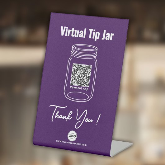 Signe De Table Jar d'astuce virtuelle, application de paiement de