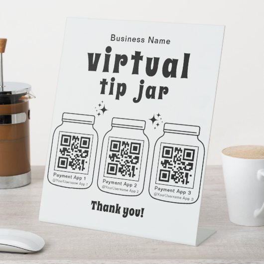 Signe De Table Jar de conseil virtuel avec 3 code QR (In SItu)