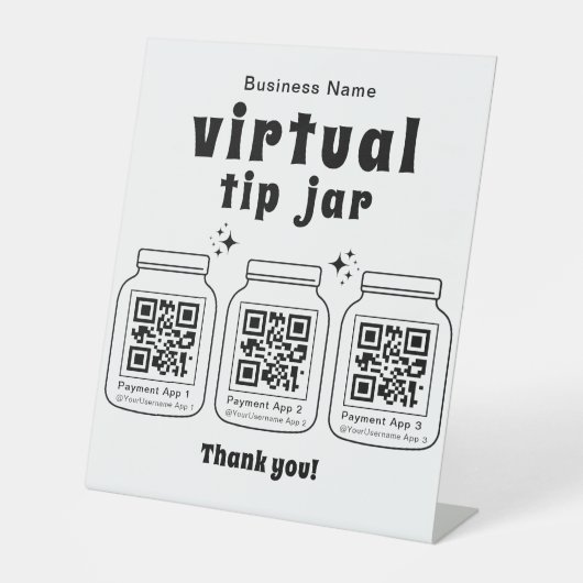 Signe De Table Jar de conseil virtuel avec 3 code QR (Recto)