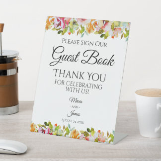 Signe De Table Jardin d'été Aquarelle Florale Mariage invité