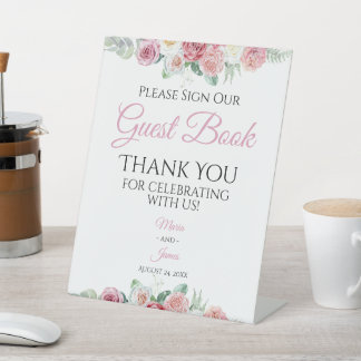 Signe De Table Jardin d'été Aquarelle Florale Mariage invité