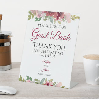 Signe De Table Jardin d'été Aquarelle Florale Mariage invité
