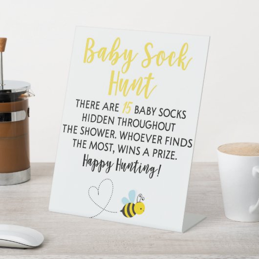 Signe De Table Jaune Bumble Bee Baby shower Baby Sock Chasse Jeu (In SItu)