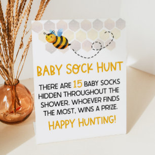 Signe De Table Jaune Bumble Bee Baby shower Baby Sock Chasse Jeu