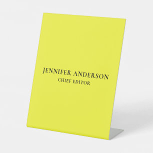 Signe De Table Jaune Citron Professionnel Moderne Uni Minimaliste