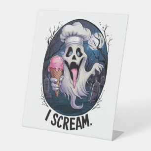 Signe De Table "Je crie" Funny Ghost Chef Halloween Glace St