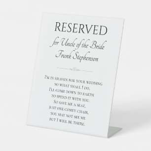Signe De Table Je suis au Ciel Sauvez un oncle assis de Mariage