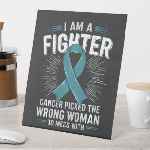 Signe De Table Je Suis Une Combattante Le Cancer A Choisi La Mauv