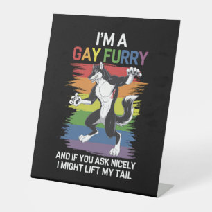 Signe De Table Je suis une Gay Furry Fox Rainbow Pride LGBTQ