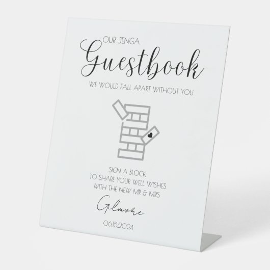 Signe De Table Jenga Mariage Guestbook Connexion (Recto)