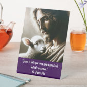 Signe De Table Jesus With Lamb Pedestal Sign (In SItu)