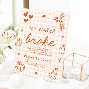 Signe De Table Jeu de Baby Shower Citrouille d'Automne Mon Eau a