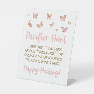 Signe De Table Jeu de Baby shower de chasse au papillon rose