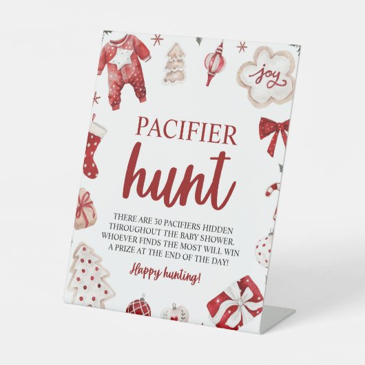 Signe De Table Jeu de Baby shower de chasse de Noël d'hiver (Recto)