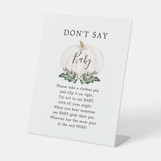 Signe De Table Jeu de bébé de citrouille blanche de verdure d'aut (Recto)