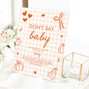 Signe De Table Jeu de bébé Ne dis pas Citrouille Un peu Orange d'