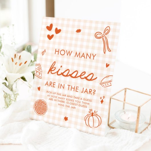 Signe De Table Jeu de devinette de bisous Fall Gingham Cutie Pie