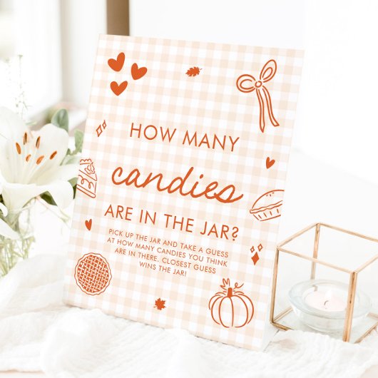 Signe De Table Jeu de devinette de bonbons Fall Gingham Cutie Pie