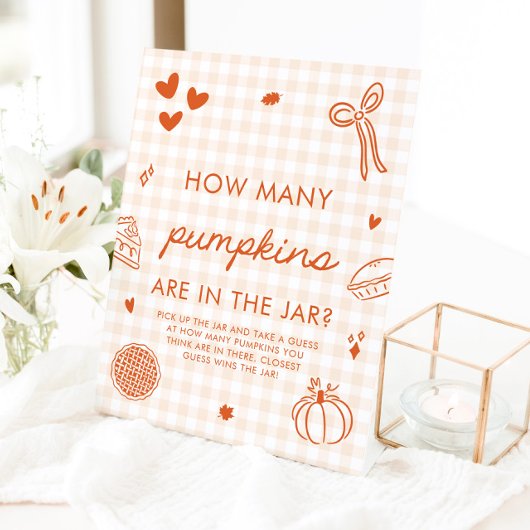 Signe De Table Jeu de devinette de citrouilles Cutie Pie Orange d