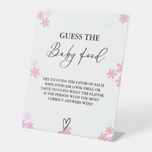Signe De Table Jeu de devinette de nourriture pour bébé Shower d' (Recto)