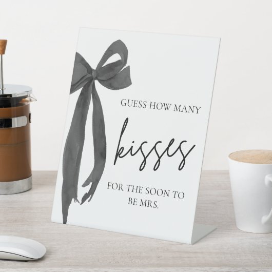 Signe De Table Jeu Moderne Noir à Ruban 'Devinez combien de bisou (In SItu)