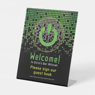 Signe De Table Jeu vidéo noir vert Gamer Bar Mitzvah
