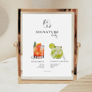 Signe De Table Jeunes mariés   Menu des boissons de signature