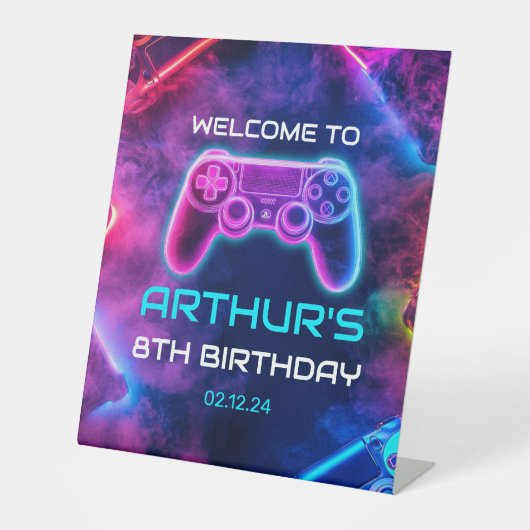 Signe De Table Jeux Vidéo pour enfants fête d'anniversaire (Recto)