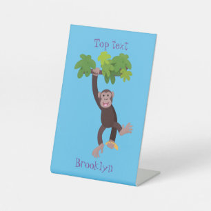 Signe De Table Joli chimpanzé dans la jungle suspendu dessin anim