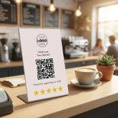 Signe De Table Joli code QR rose pastel pour avis client