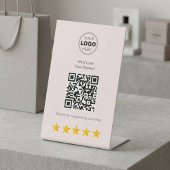 Signe De Table Joli code QR rose pastel pour avis client