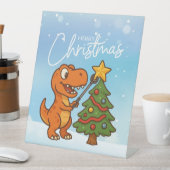 Signe De Table Joli dinosaure avec sapin de Noël (In SItu)