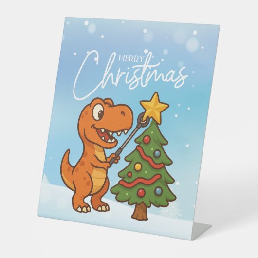 Signe De Table Joli dinosaure avec sapin de Noël (Recto)