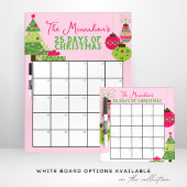 Signe De Table Joli en rose 25 Jours d'activité de Noël