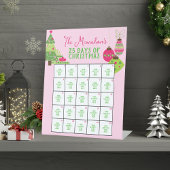 Signe De Table Joli en rose 25 Jours d'activité de Noël