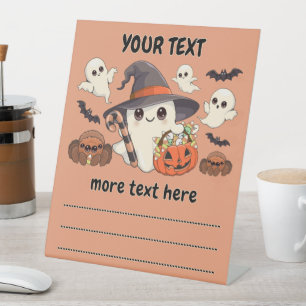 Signe De Table Joli fantôme d'Halloween de style Kawaii