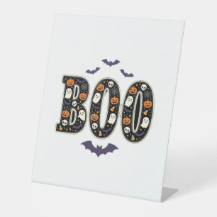 Signe De Table Joli modèle de citrouille fantôme Boo Halloween